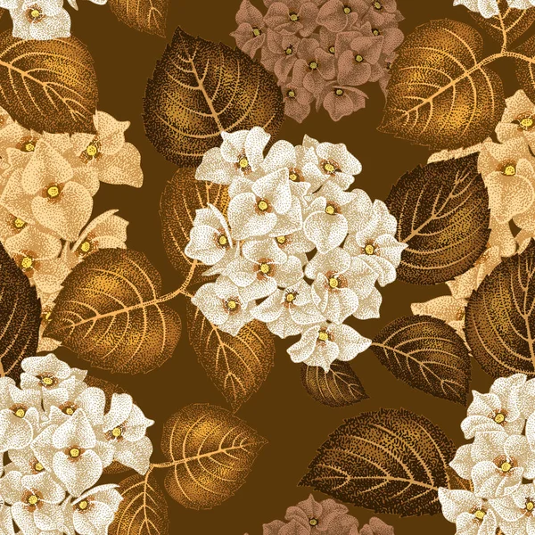 Садові Квіти Гортензії Вектор Безшовний Квітковий Візерунок Ілюстрація Шаблон Дизайну — стоковий вектор