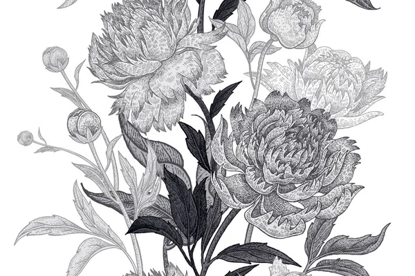 Patrón floral con peonías . — Archivo Imágenes Vectoriales