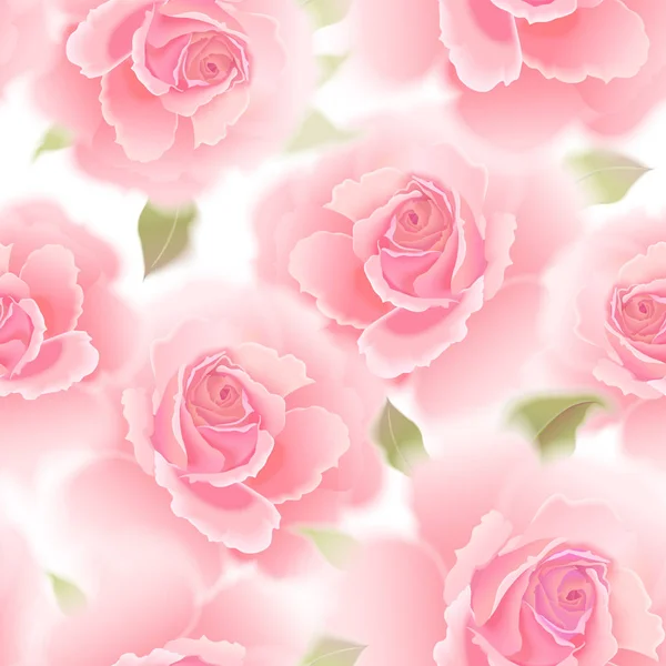 Розы Векторный Бесшовный Шаблон Садовая Цветочная Пастель Реалистичная Цветочная Иллюстрация — стоковый вектор