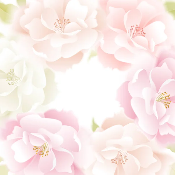 Троянди Векторна Картка Садова Квітка Рука Малює Пастель Реалістична Квіткова — стоковий вектор