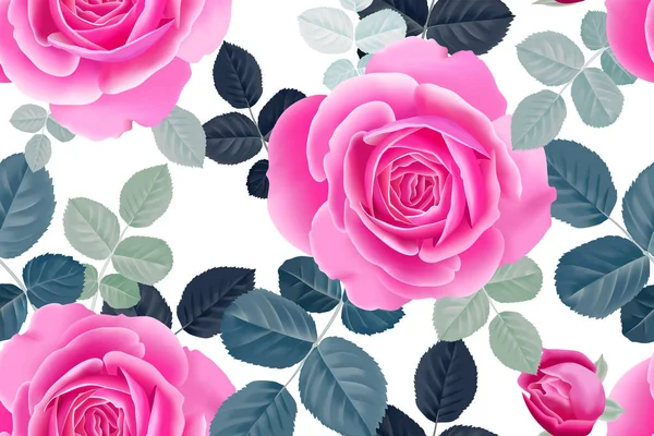 Fiori Giardino Rosa Motivo Floreale Senza Cuciture Illustrazione Vettoriale Modello — Vettoriale Stock