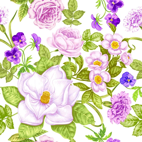 Modèle floral vintage sans couture — Image vectorielle