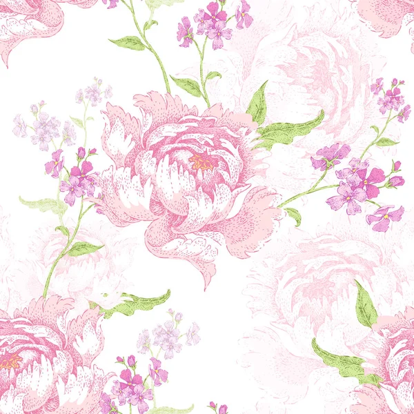 Roses Vector Seamless Floral Pattern Garden Flower Rose Flower Illustration — Stock Vector