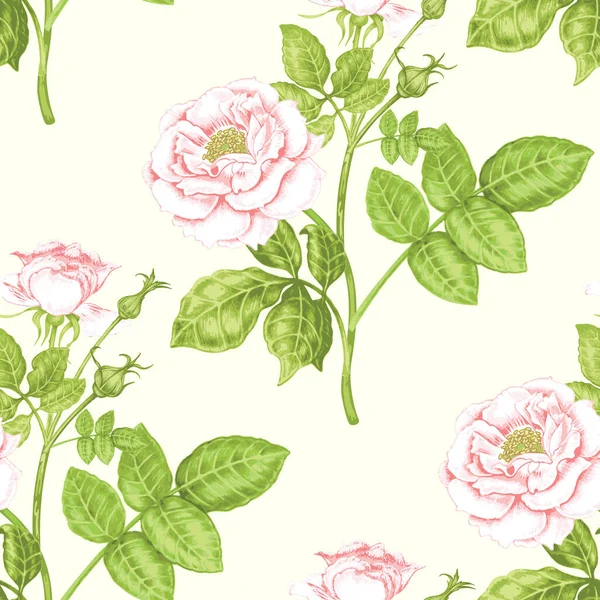 Цветочный Бесшовный Рисунок Цветы Розы Пионы Дизайн Бумаги Обои Открытки — стоковый вектор