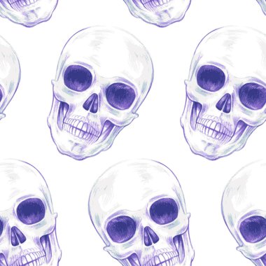 Kusursuz bir arka plan. Kafatasları. Kumaş, tekstil, kağıt, duvar kağıdı, ağ tasarımları. Geçmişe dönüş. Klasik stil.