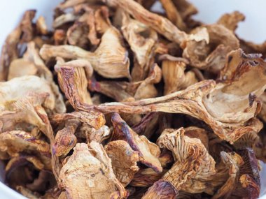 Kurutulmuş mantarlar yakın.