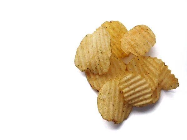 Potatischips Isolerad Vit Bakgrund — Stockfoto