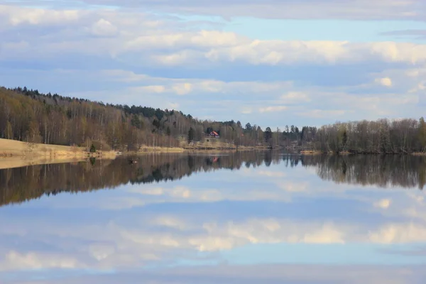 Lake Lidsjoen Vaermlandben Svédországban Gyönyörű Svéd Természet — Stock Fotó