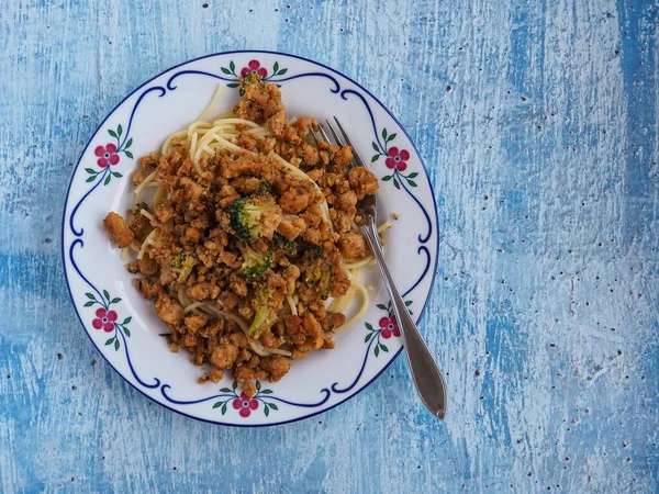 Giroscópios Vegetarianos Com Espaguete Fotografia De Stock