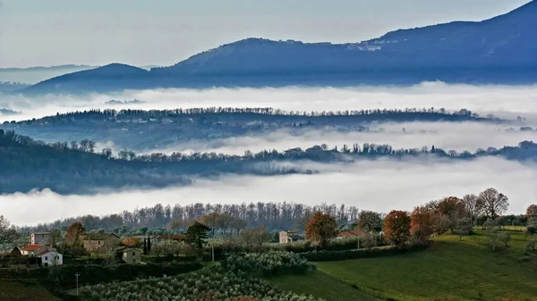 Sabina Dombok Által Tervezett Köd Rieti Latium Olasz — Stock Fotó