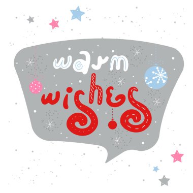 Sıcak dilekleri olan gri kış tatili konuşma balonu