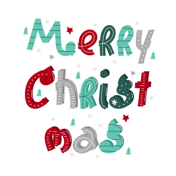 Vacances d'hiver lettrage dessiné à la main Joyeux Noël — Image vectorielle