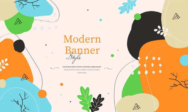 Banner Laranja Abstrato Moderno Com Lugar Para Texto Feito Mão — Vetor de Stock