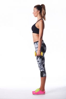 Sportif kadının onu egzersiz yapması.