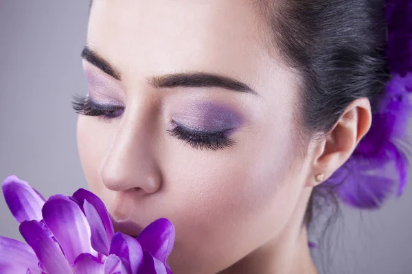 Maquille Mode Violet Est Nouveau Noir Pousse Beauté Avec Des — Photo