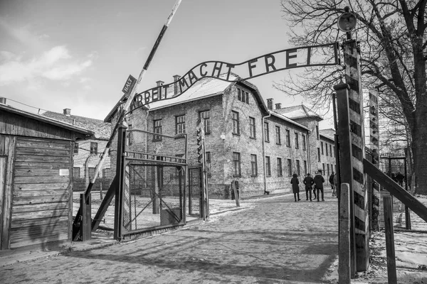 Huvudporten Till Koncentrationslägret Auschwitz Det Största Nazistiska Koncentrationslägret Europa Andra — Stockfoto