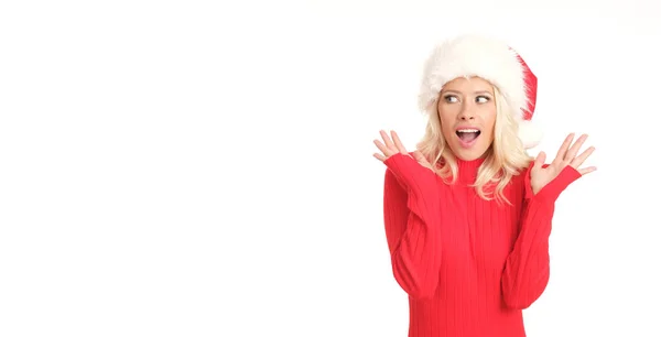 Positively Shocked Santa Helper Isolated White Background — ストック写真