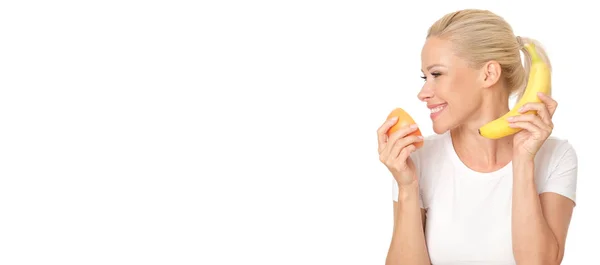 Blonde Model Holding Citrus — Stock Photo, Image