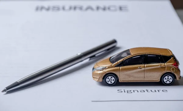 Car Pen Insurance Documents Car Insurance Concept — Stock Photo, Image