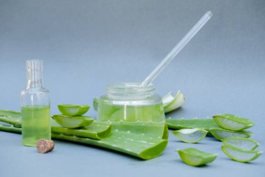 Aloe vera Jel her iki madde izleri tedavi ve sağlık içecekleri veya cilt için iyi kozmetik üretmek için kullanılan vardır.
