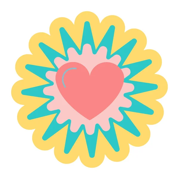 Sticker coeur brillant, étoile pour les vacances Saint Valentin . — Image vectorielle