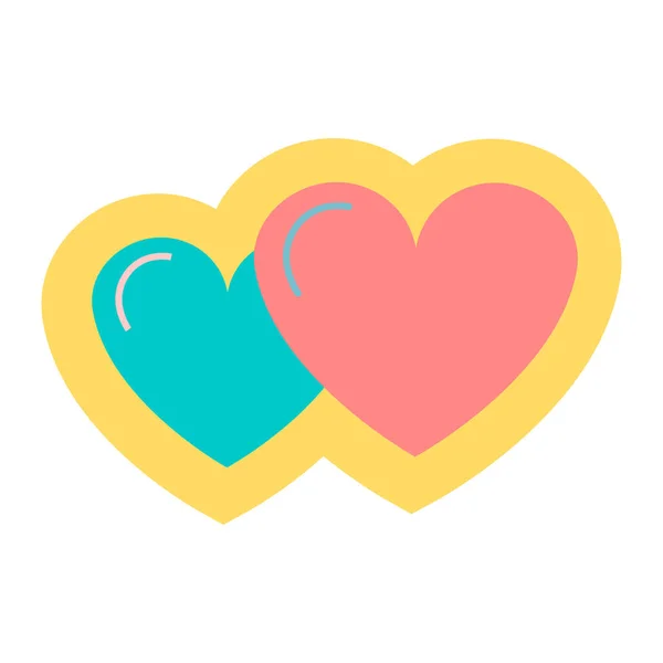 Sticker double coeur, pour les vacances Saint Valentin . — Image vectorielle