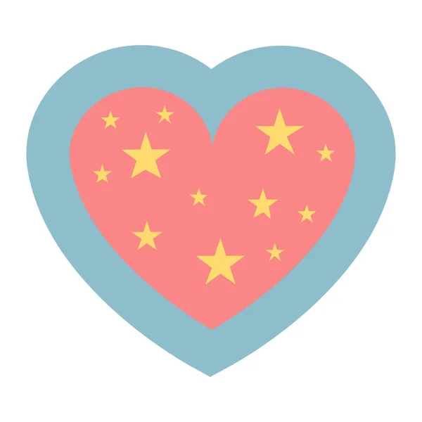 Sticker coeur avec motif étoiles ; pour les vacances Valentine's Da — Image vectorielle