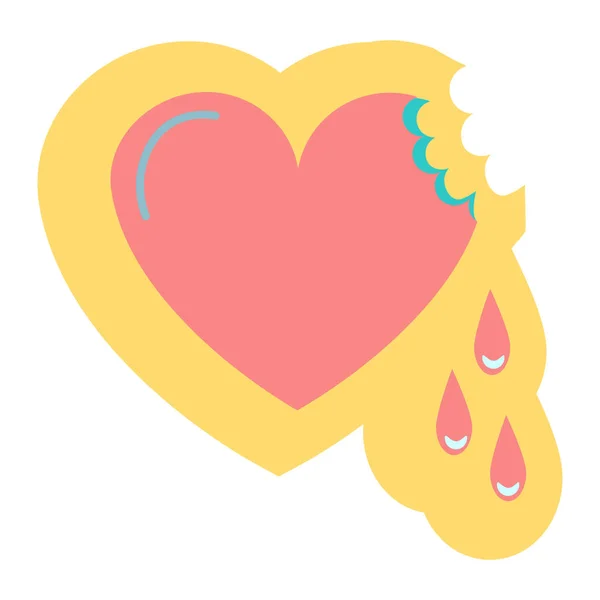 Sticker coeur mordu pour les vacances Saint Valentin . — Image vectorielle