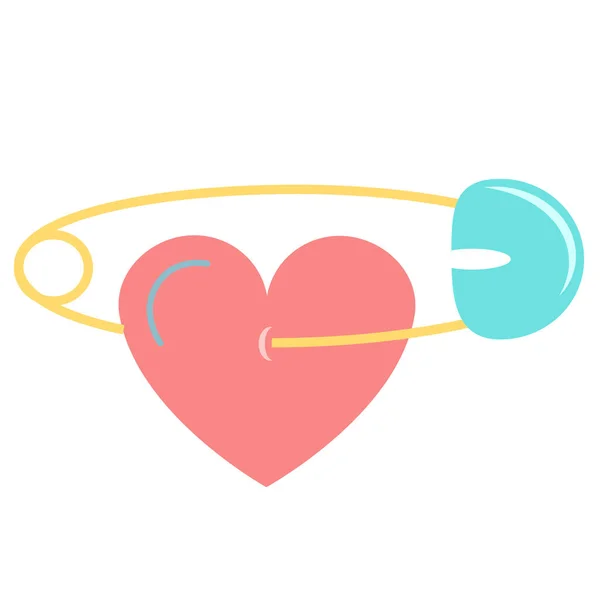 Sticker coeur sur une épingle pour la Saint Valentin de vacances . — Image vectorielle