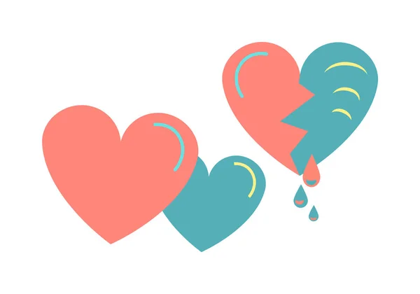 Stickers coeur, coeur double, coeur brisé, pour les vacances — Image vectorielle