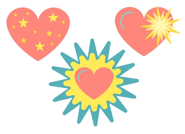 Stickers coeur brillant, étoile dans le coeur ; étoile, pour le holid — Image vectorielle
