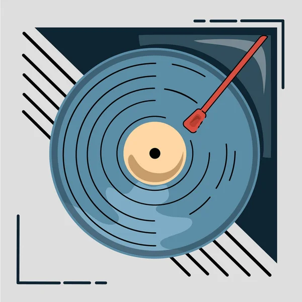 Vinilo Icono Plano Reproductor Vinilo Primer Plano Gráficos Vectoriales Patrón — Vector de stock