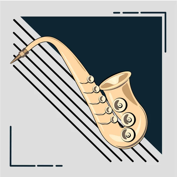 Saxophone Επίπεδη Εικόνα Και Τον Άνεμο Μουσικό Όργανο Closeup Διανυσματικά — Διανυσματικό Αρχείο
