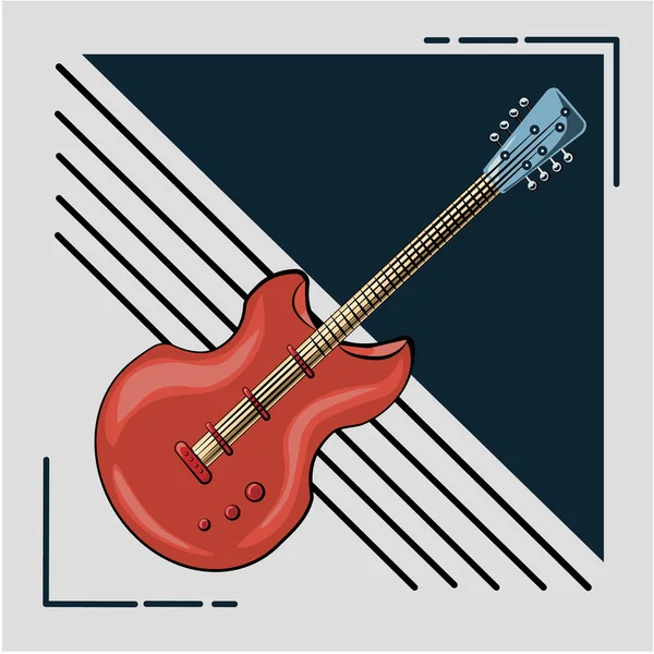 Guitarra Eléctrica Icono Plano Cuerdas Instrumento Musical Primer Plano Gráficos — Archivo Imágenes Vectoriales