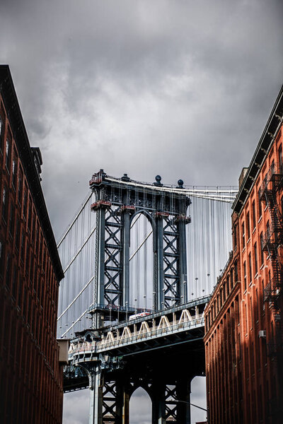 Manhattan Bridge, New York City. Famous Dumbo location view
