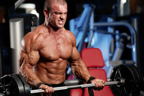 Entrenamiento Levantamiento Pesas Gimnasio Levantamiento Pesas Del Culturista — Foto de Stock