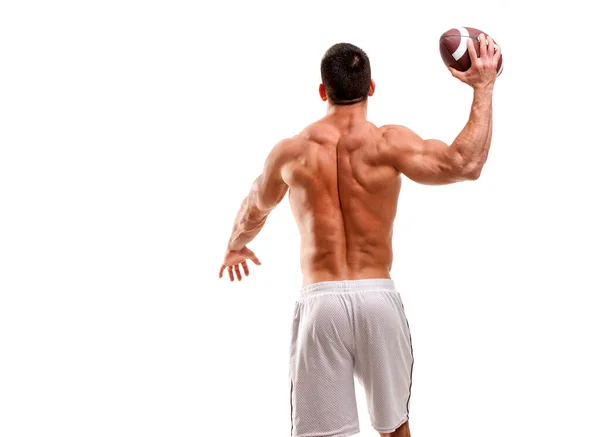 Knappe Atletische Shirtless American Football Player — Stockfoto