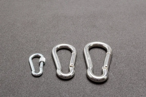 Aluminiumkarabiner Nahaufnahme Edelstahl — Stockfoto