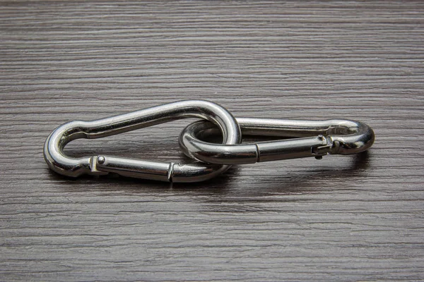 Aluminiumkarabiner Nahaufnahme Edelstahl — Stockfoto