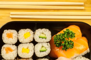 Harika bir lezzetli suşi ayrıntılarını