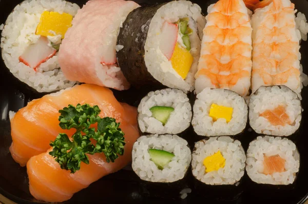 Wspaniałe szczegóły pyszne sushi — Zdjęcie stockowe
