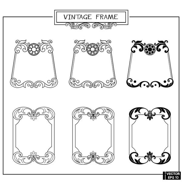 Set of vintage frames with floral scrolls. — Stock Vector