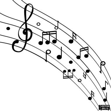 Tasarım kullanımı için müzikal notalar personel arkaplanı.