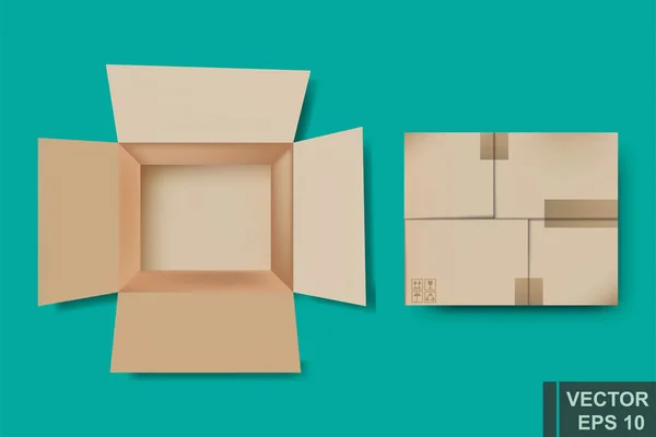 Leere Pappschachtel. Verpackung. Paketversand. mocap. für Ihr Design. — Stockvektor