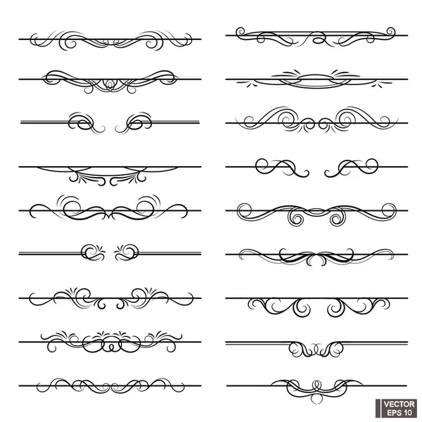 Set de divisores de remolinos decorativos. Elementos decorativos ornamentales . — Vector de stock