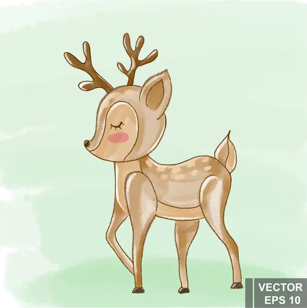 Fawn. Lindo estilo. Niños s. Para imprimir en postales. Para tu diseño. Magia . — Archivo Imágenes Vectoriales