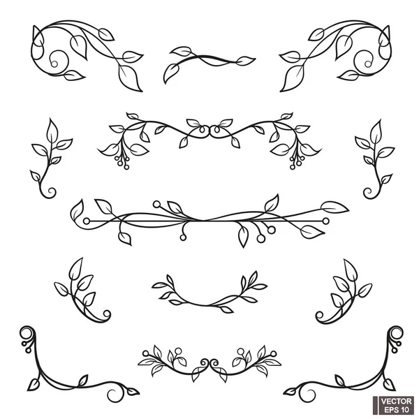 Набір старовинних локонів і завитків квіткових елементів для дизайну — стоковий вектор