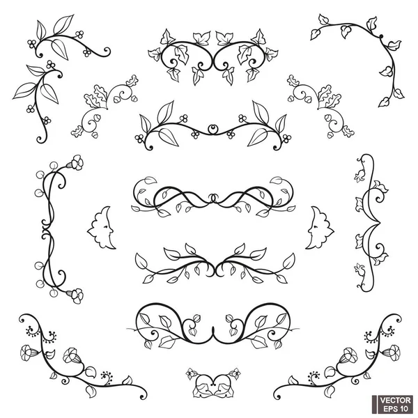 Ensemble de volutes et boucles vintage éléments floraux pour le design — Image vectorielle