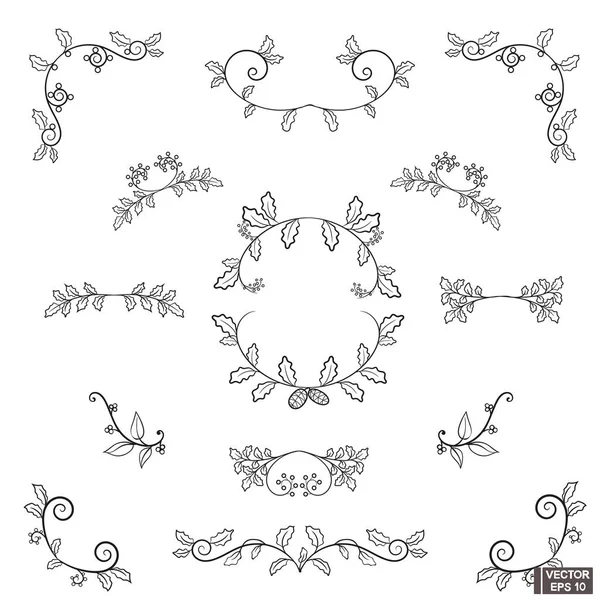 Набір старовинних локонів і завитків квіткових елементів для дизайну — стоковий вектор