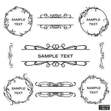 floral çerçeveler beyaz zemin üzerine izole kümesi